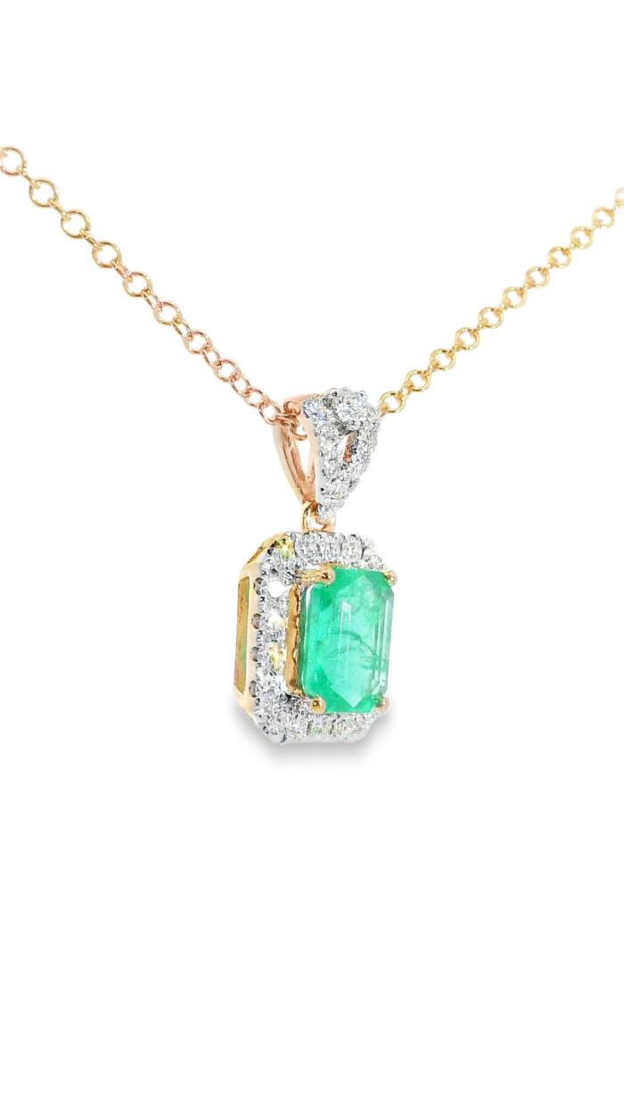 0.92ct smaragd- ja briljantkaelakee - Image 2
