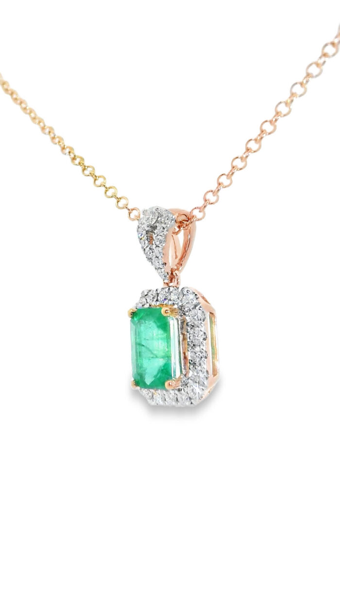 0.92ct smaragd- ja briljantkaelakee - Image 3