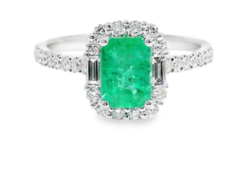 0.8ct Smaragd- ja briljantsõrmus